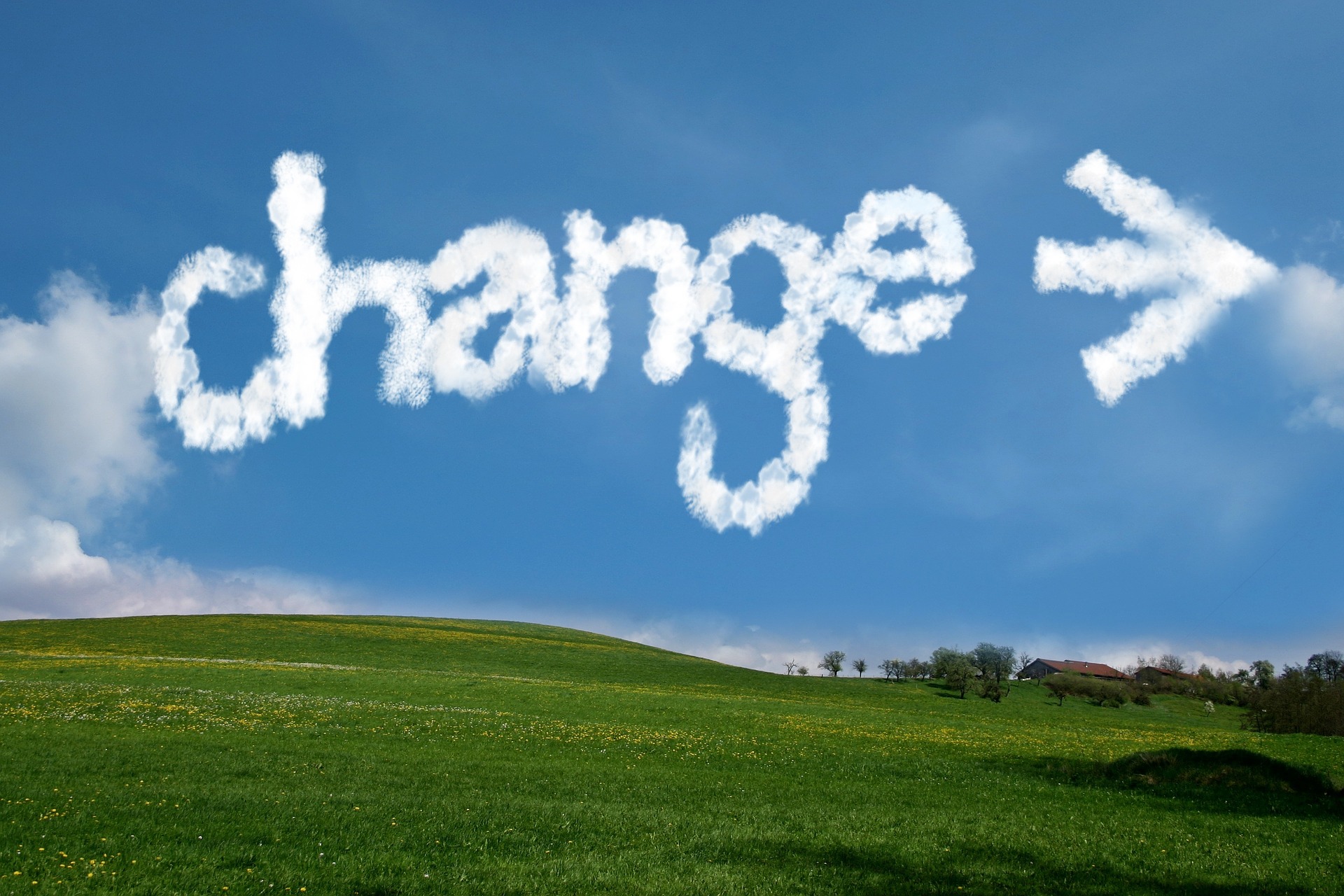 change written in clouds with arrow