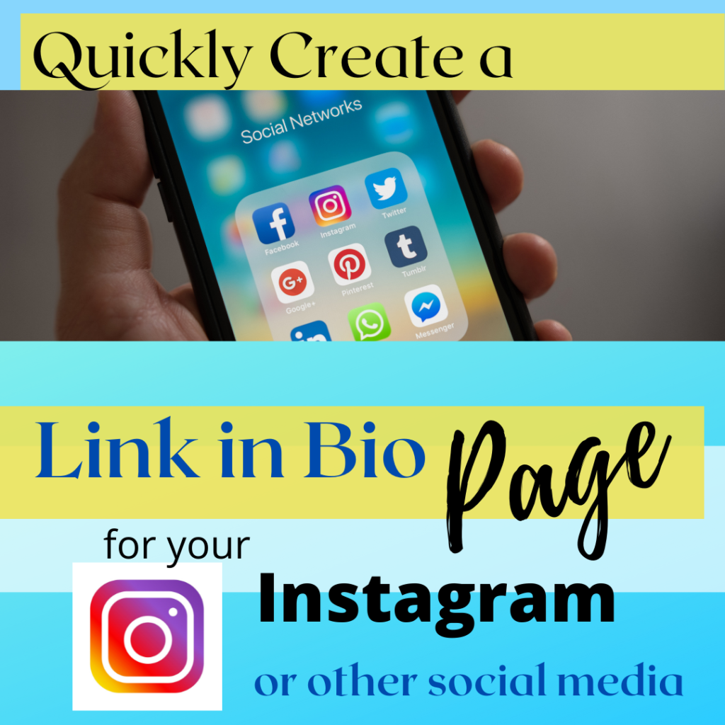 quickly create link in bio page for your instagram or other social media

image of person holding a phone with social media images open 